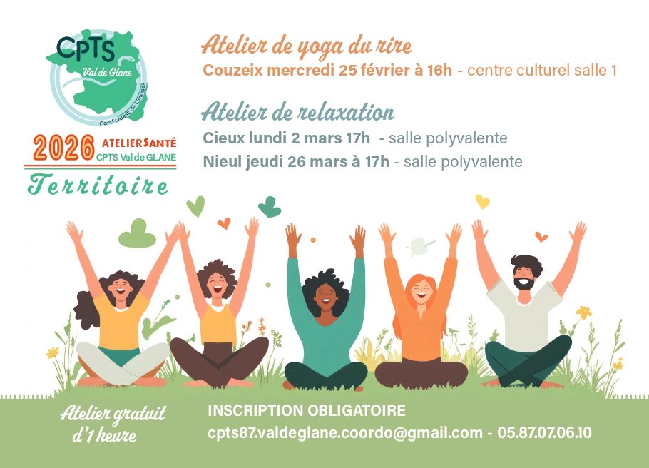 Flyer des 3 ateliers Yoga du rire et relaxation